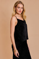 Ribbed Velvet Cowl Neck Cami