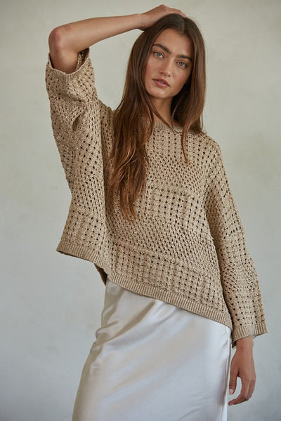 Rose Gold Lurex Crochet Sweater