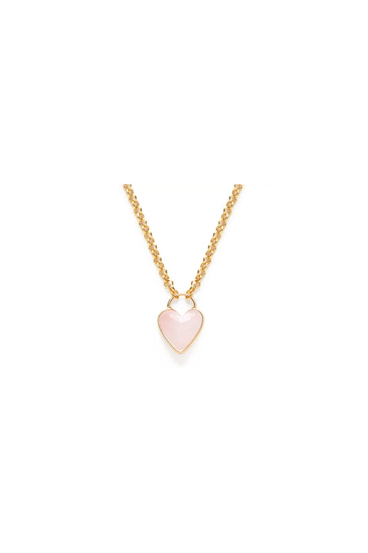 Heart Pendant Chunky Necklace Rose Quartz