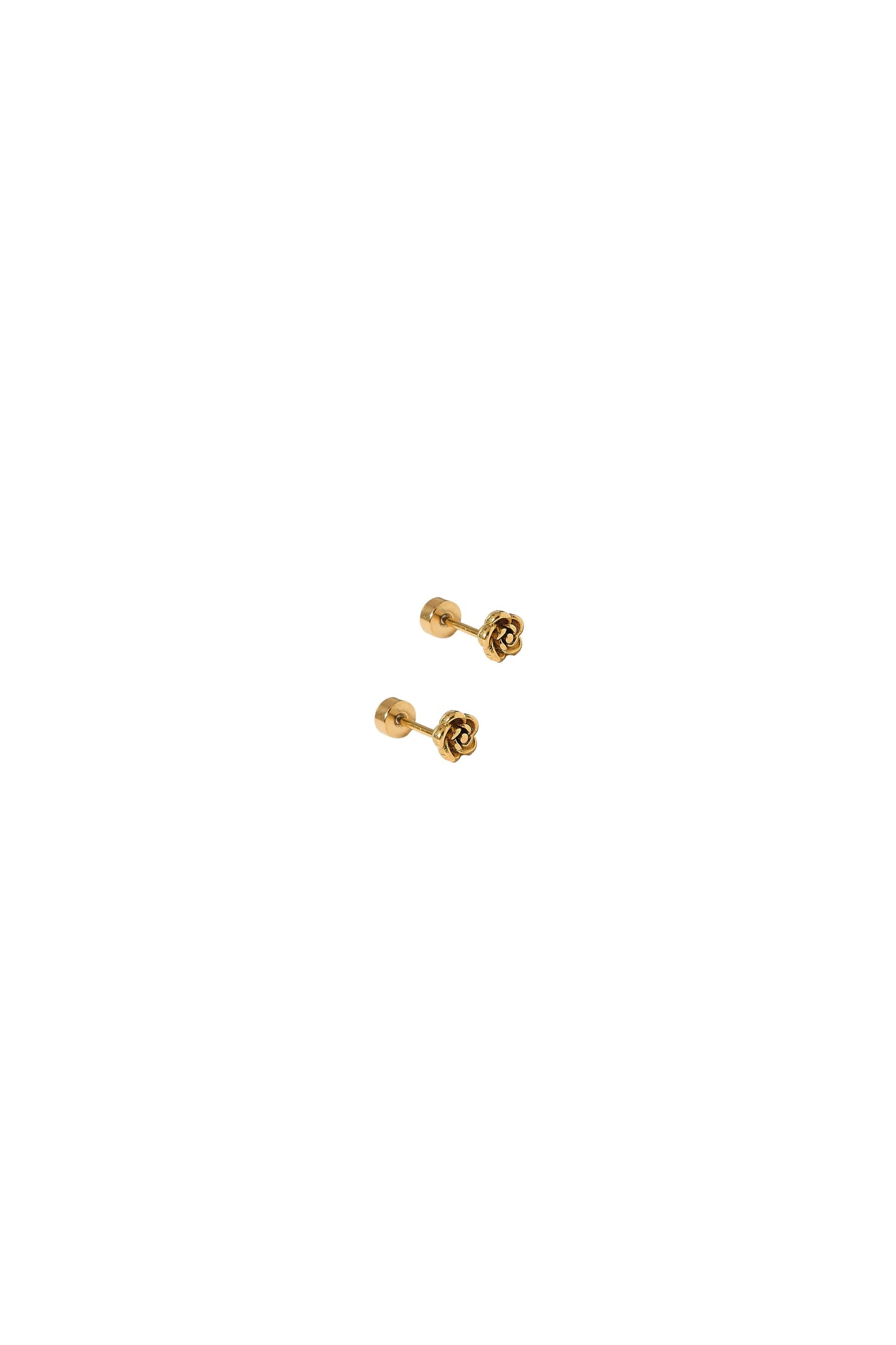Rose Screwback Studs Gold