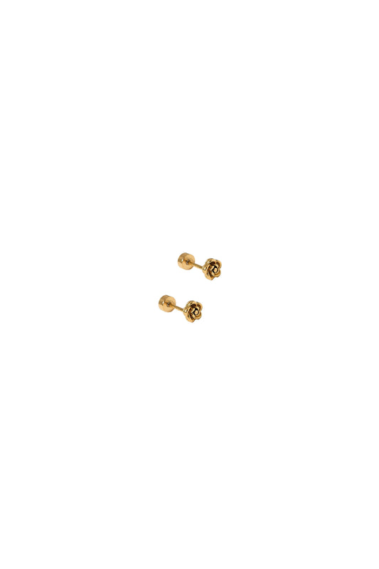 Rose Screwback Studs Gold
