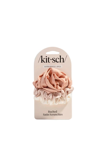 Rosette Satin Scrunchie Set Terracotta