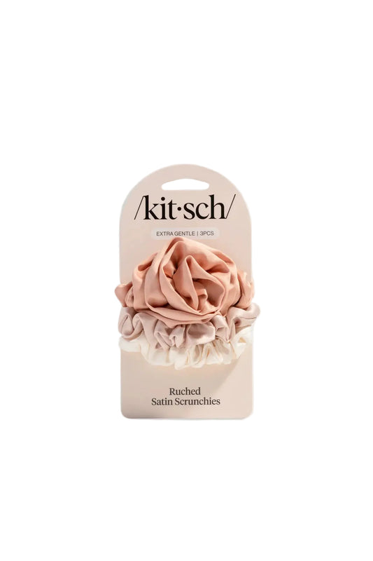Rosette Satin Scrunchie Set Terracotta