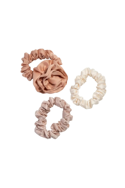 Rosette Satin Scrunchie Set Terracotta