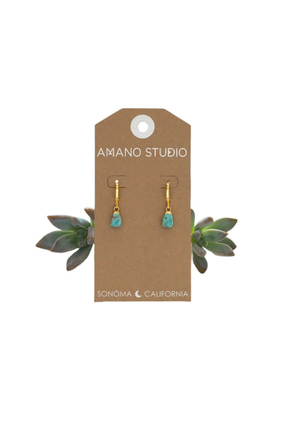 Rough Cut Turquoise Huggies