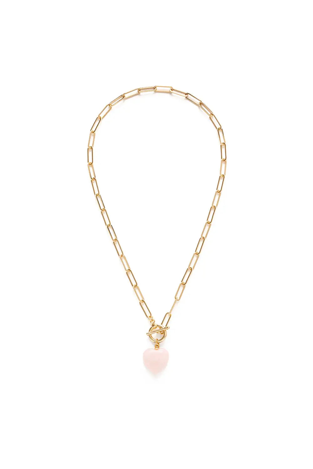 Roxy Toggle Clasp Heart Necklace Rose Quartz