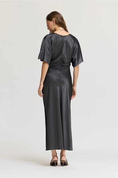 Ruched Waist Bias Dress Granite Wash