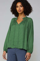 Crosshatch Ruffle Collar Blouse