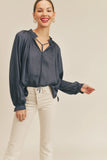 Ruffle Detail Long Sleeve Blouse