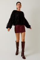 Ruffled Texture Balloon Sleeve Blouse