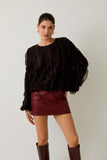 Ruffled Texture Balloon Sleeve Blouse