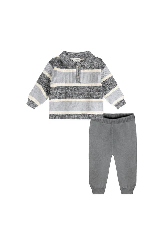 Rugby Stripe Polo Knit Baby Pullover & Pants Set