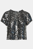 Cressa Embellished Sequin Top Silver