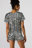 Cressa Embellished Sequin Top Silver