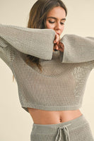Sage Open Knit Crop Sweater