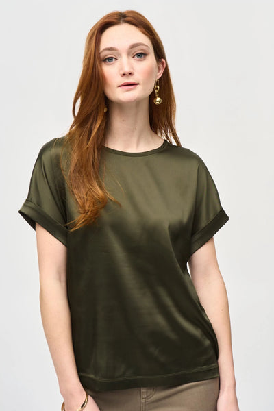 Satin Front Short Sleeve Tee