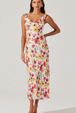 Zoie Ruffle Strap Floral Satin Dress