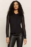 Fitted Mesh Button Down Top