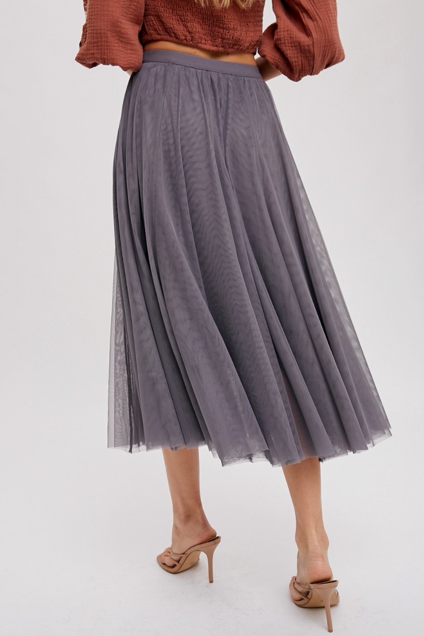 Tulle Midi Skirt Ash