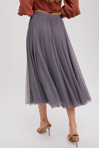 Tulle Midi Skirt Ash