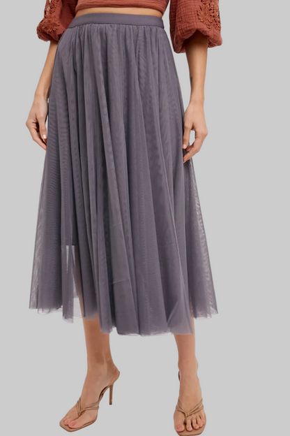 Tulle Midi Skirt Ash