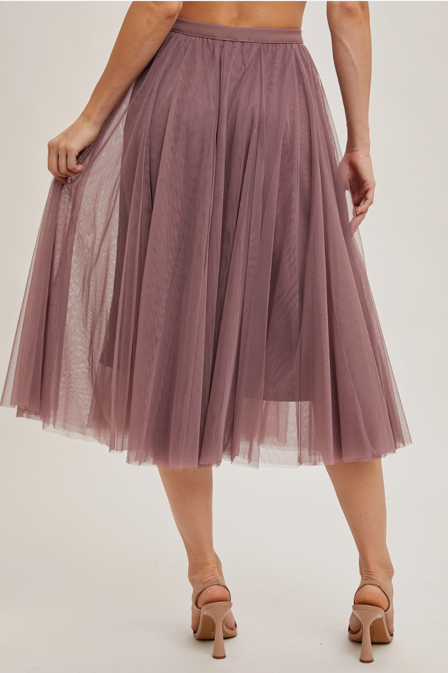 Tulle Midi Skirt Mauve