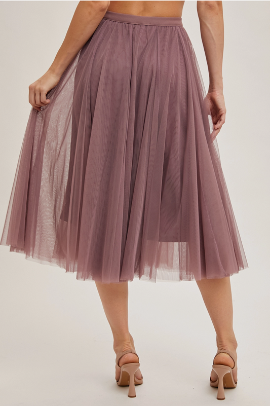 Tulle Midi Skirt Mauve
