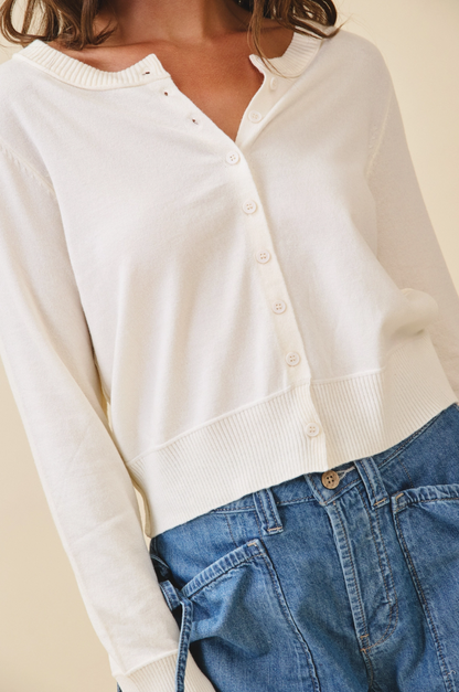 Ribbed Button Up Knit Cardigan Oat