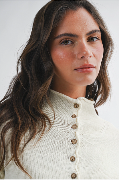 Button Front Cropped Knit Cardigan