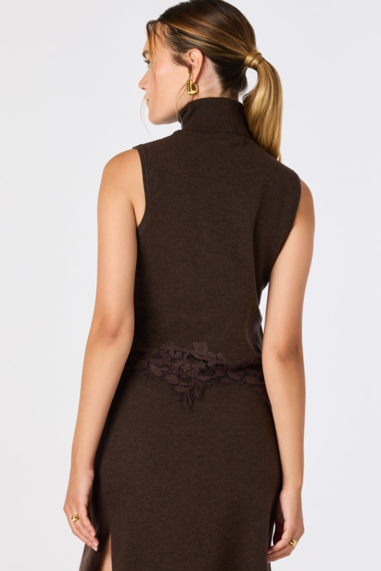 Nadine Lace Hem Turtleneck Top