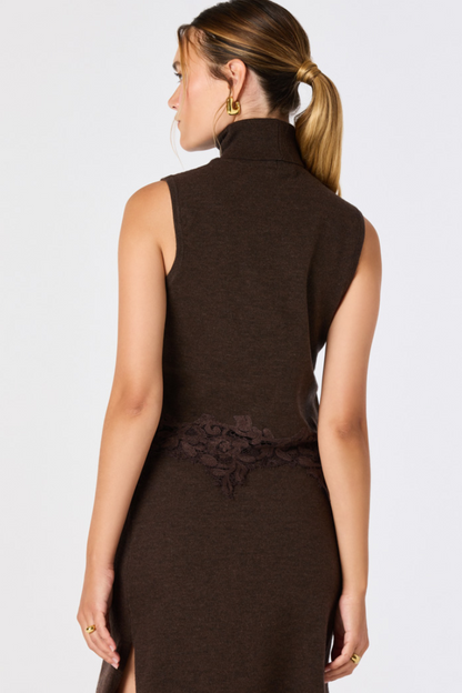 Nadine Lace Hem Turtleneck Top