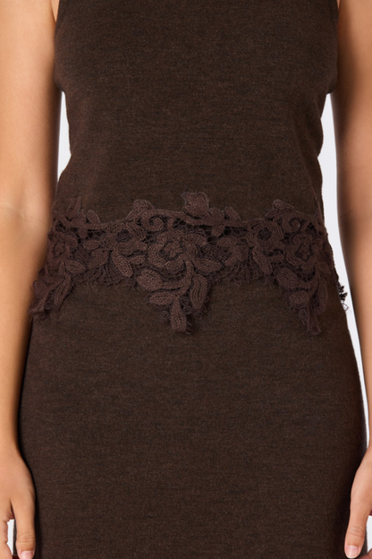 Nadine Lace Hem Turtleneck Top