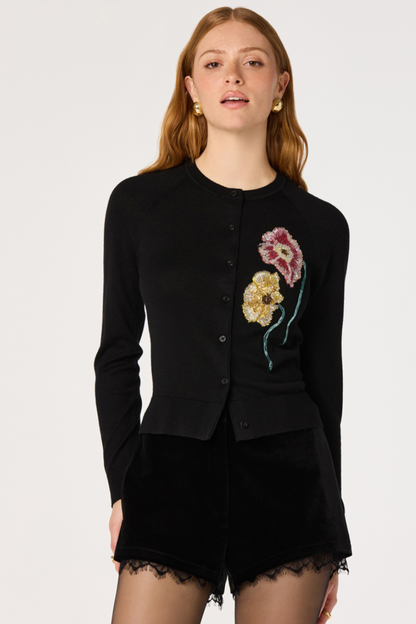 Alecia Floral Beaded Cardigan