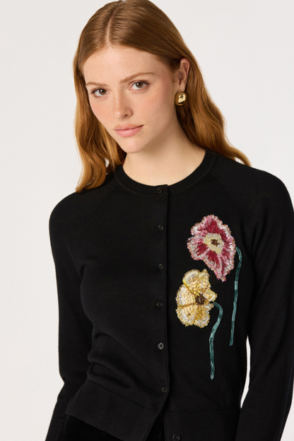 Alecia Floral Beaded Cardigan