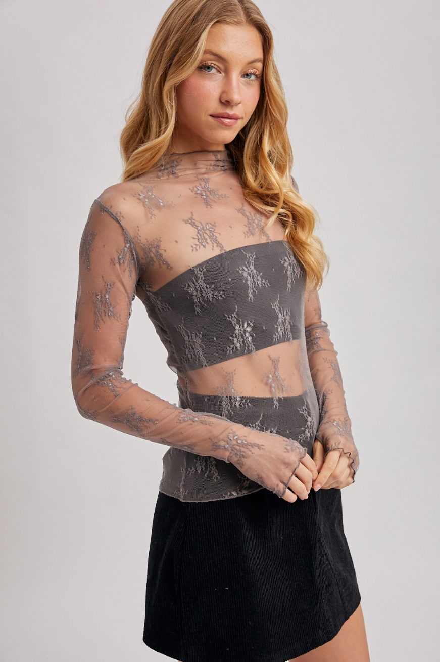 Floral Lace Mesh Layering Top