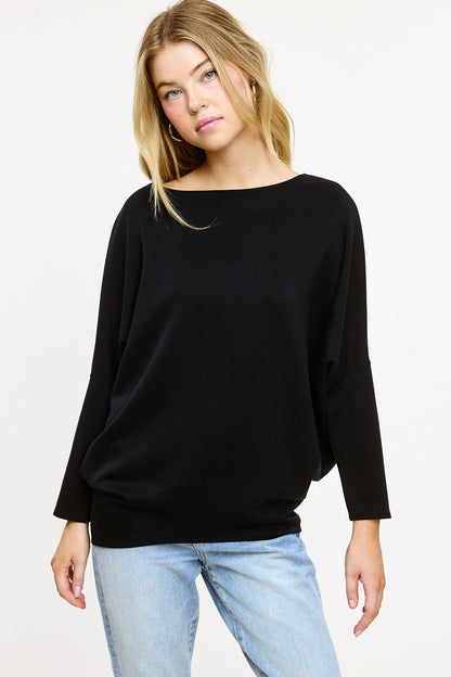 Scuba Dolman Sleeve Top Black