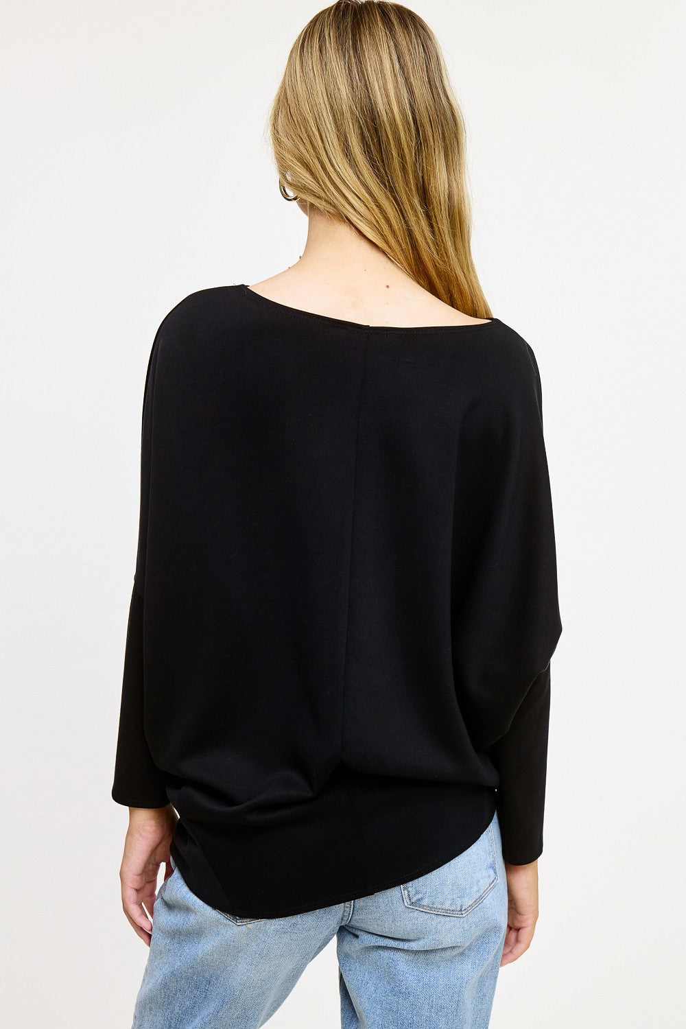 Scuba Dolman Sleeve Top Black