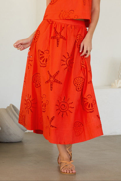 Seaside Eyelet Midi Skirt