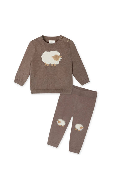Sheep Knit Baby Pullover & Pant Set