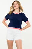 Short Sleeve Color Stripe Knit Top