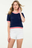 Short Sleeve Color Stripe Knit Top