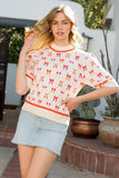 Short Sleeve Ribbon Pattern Sweater