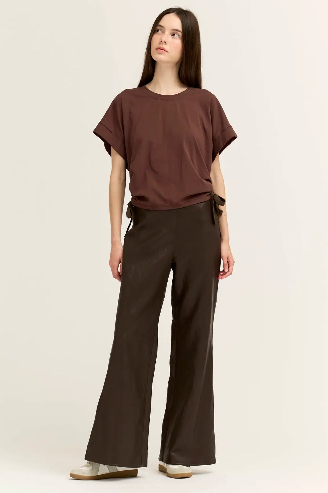 Side Scrunch Tee Aubergine