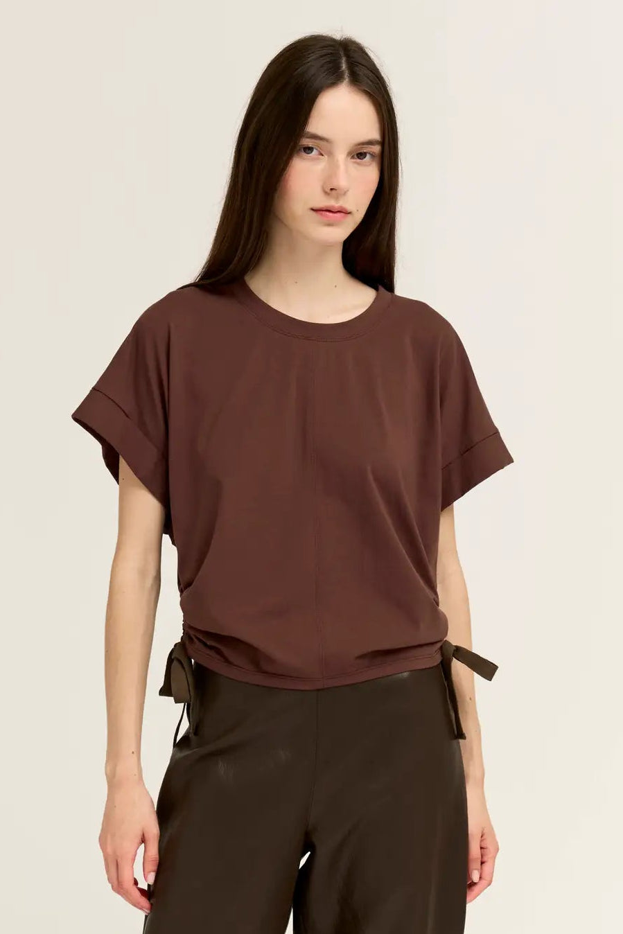 Side Scrunch Tee Aubergine