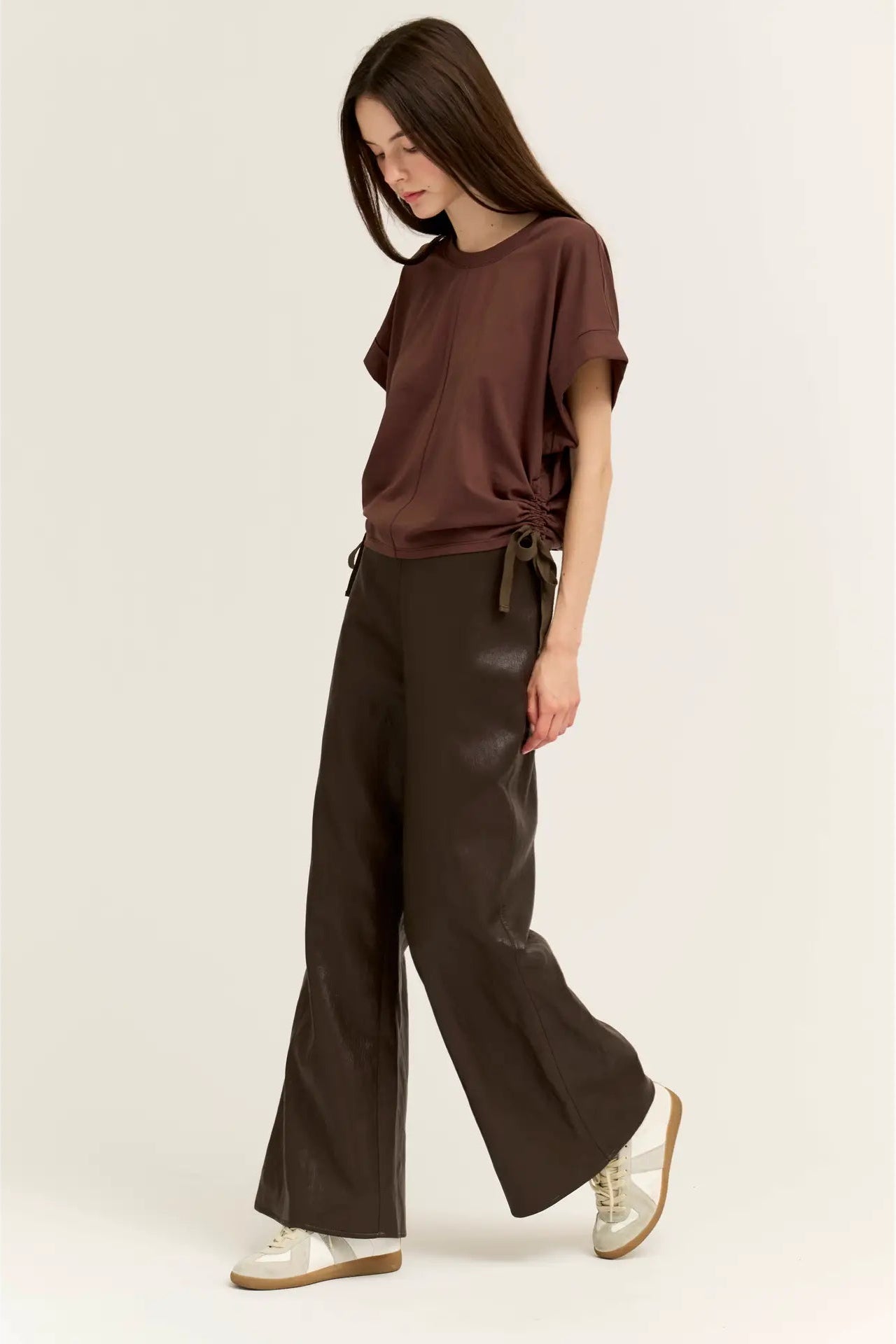 Side Scrunch Tee Aubergine