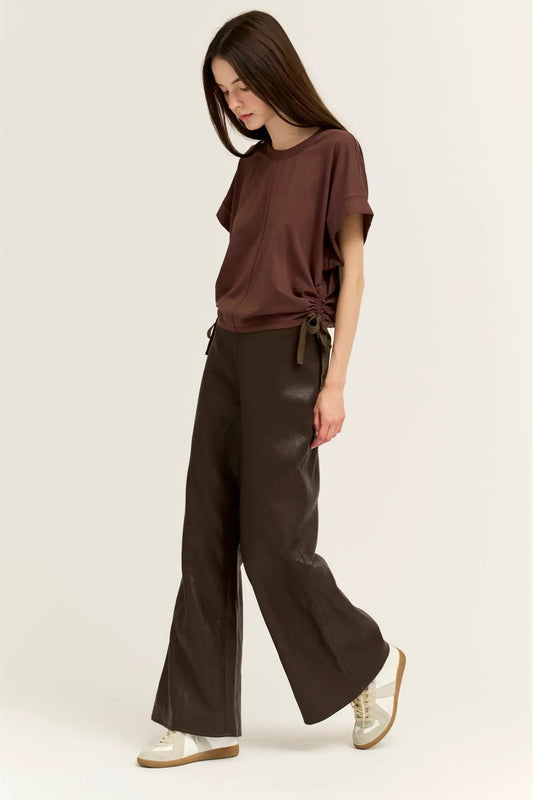 Side Scrunch Tee Aubergine