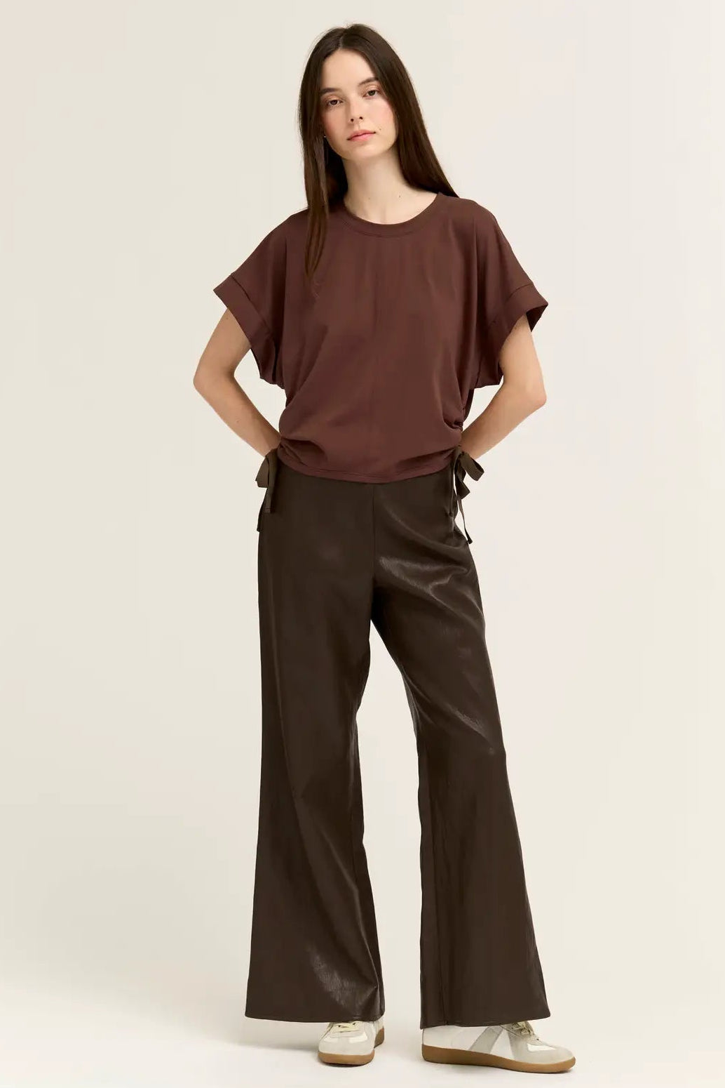 Side Scrunch Tee Aubergine