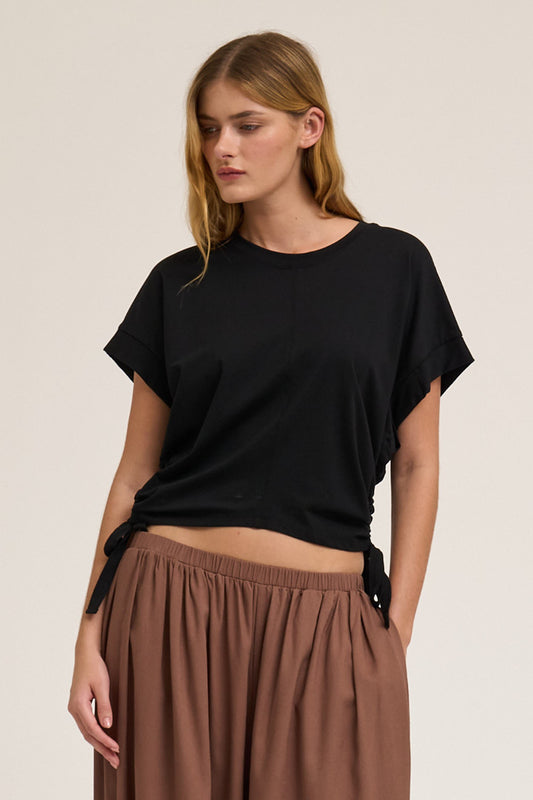 Side Scrunch Tee Black