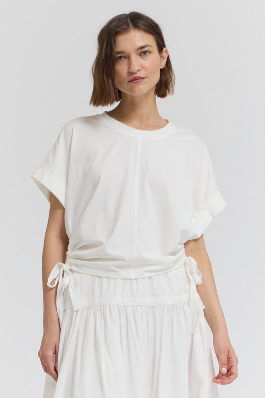 Side Scrunch Tee Off White