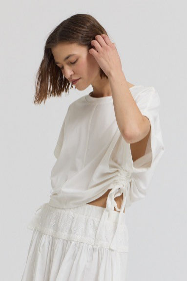 Side Scrunch Tee Off White
